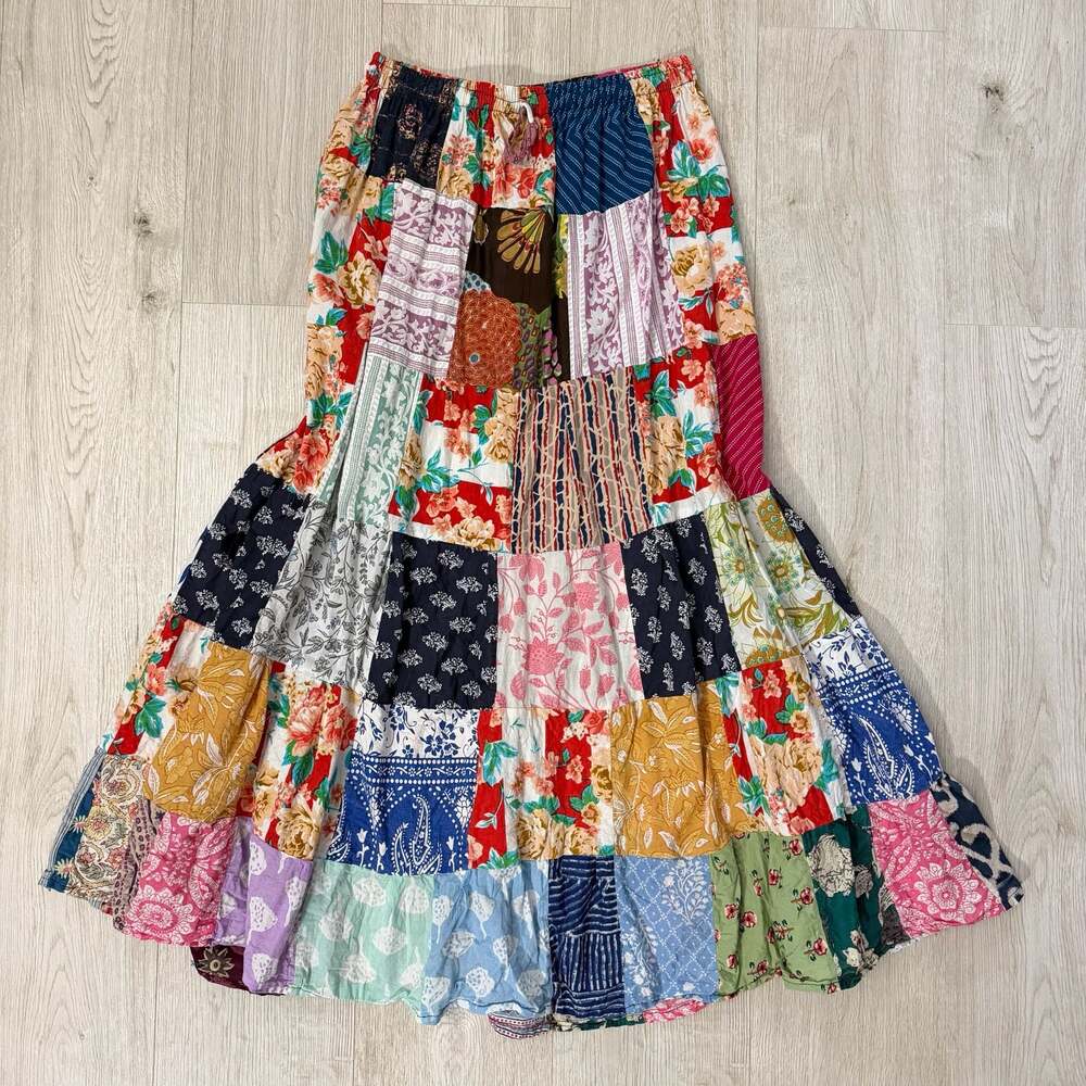 Boho Hippie Colorful Patchwork Maxi Skirt